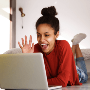 career-quidance-cape-town-smiling-woman-making-video-call-on-laptop